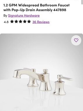 NIB Signature Hardware Pendleton Widespread Bathroom Faucet Polished Nickel